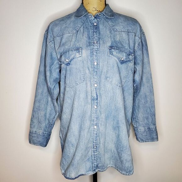 J Crew Relaxed-fit Western Chambray Chirt Size 8 - Picture 2 of 14